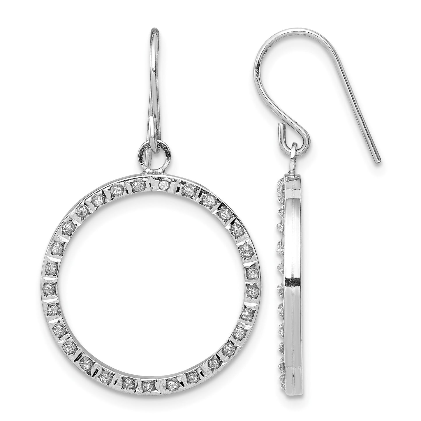 14k WG Diamond Fascination Dia. Dust/Accent Dangle Circle Earrings