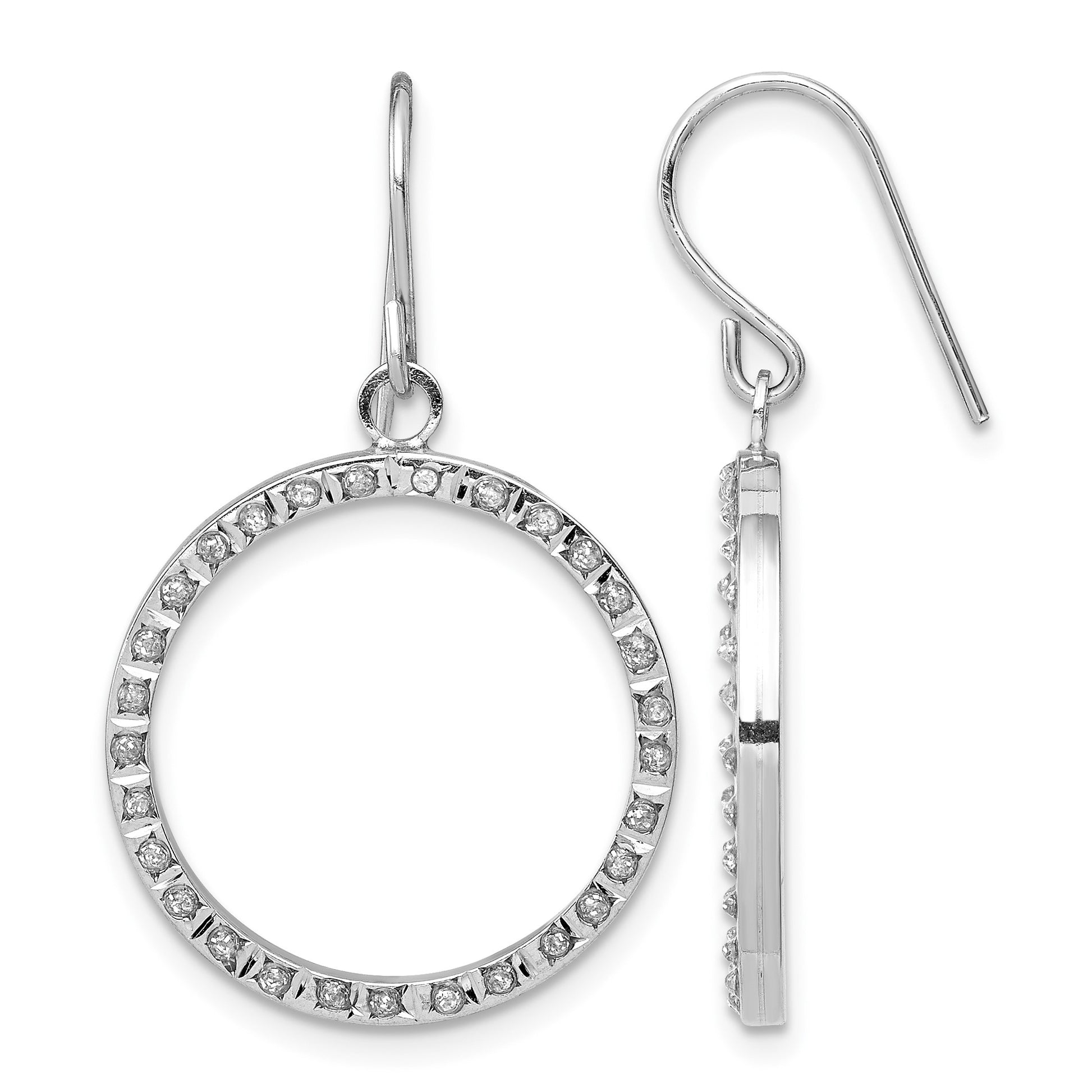 14k WG Diamond Fascination Dia. Dust/Accent Dangle Circle Earrings