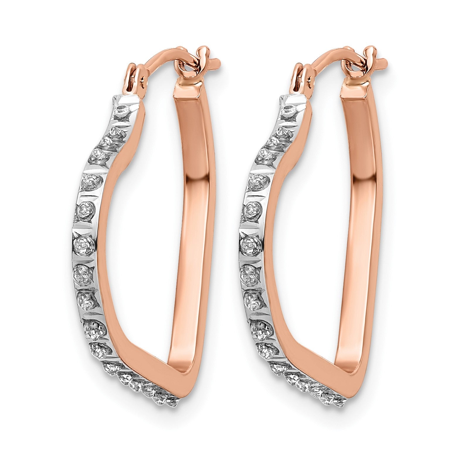 14k Rose Gold Diamond Fascination Diamond Dust/Accent Heart Hoop Earrings