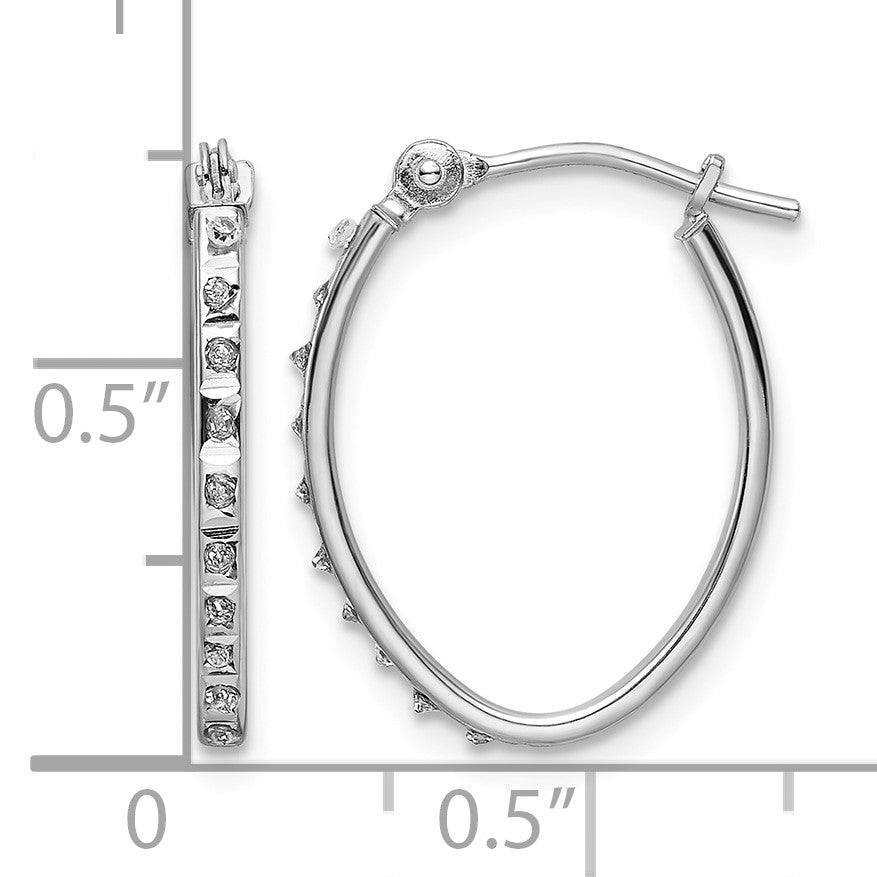 14k White Gold Diamond Fascination Diamond Dust/Accent 1.5x18mm Oval Hoop Earrings