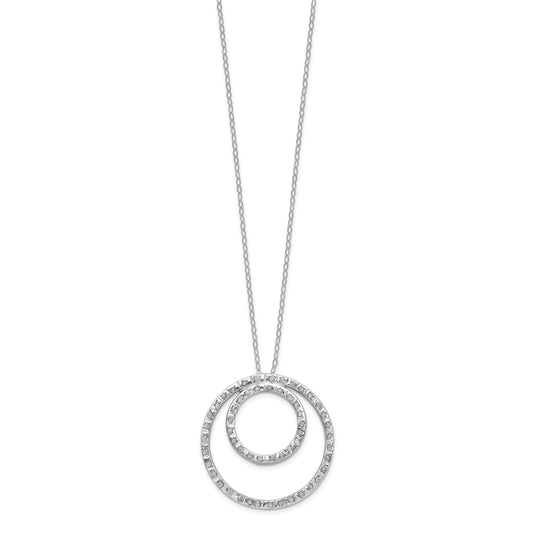 14k White Gold Diamond Fascination Diamond Dust/Accent Double Circle 18 inch Necklace