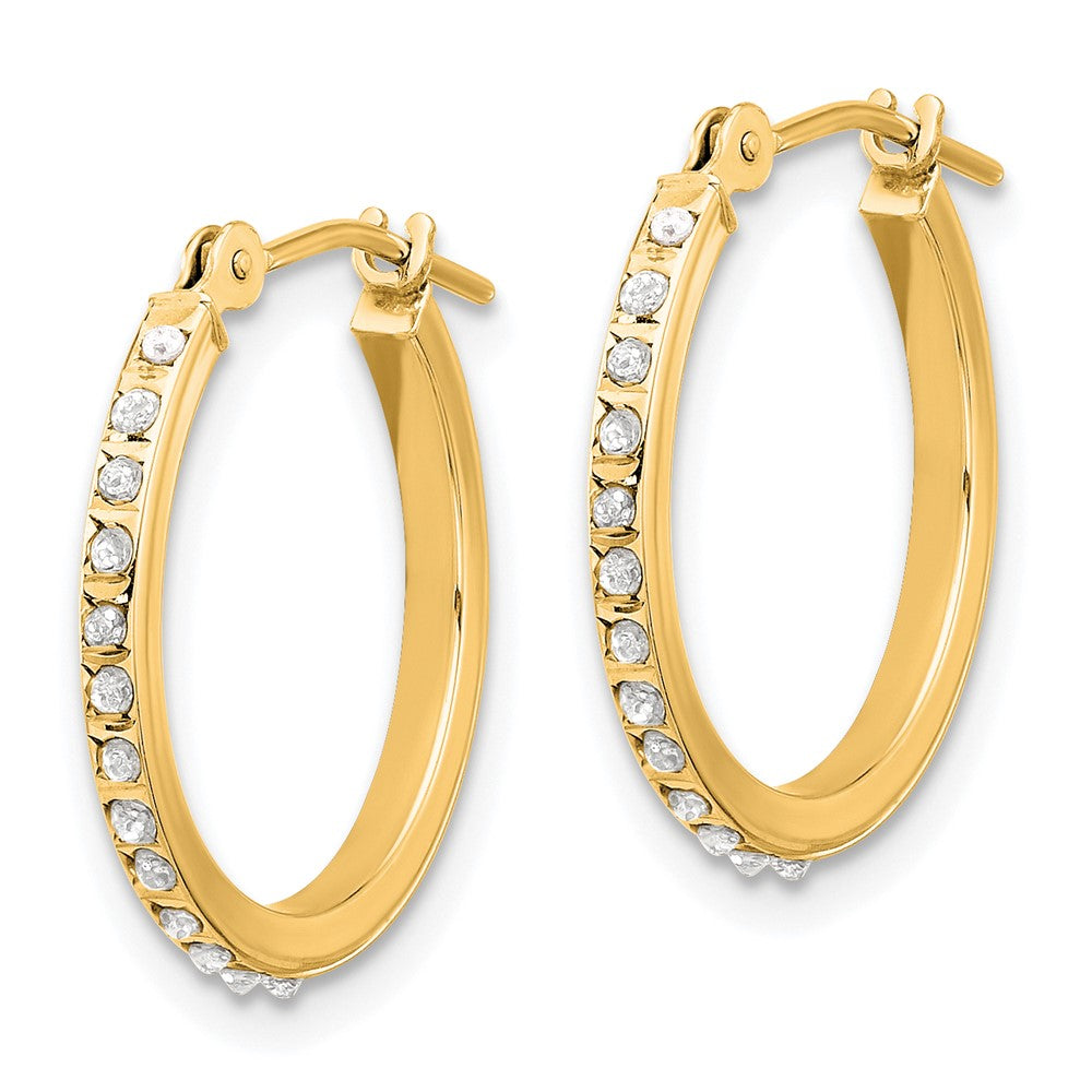 14K Diamond Fascination Polished Hoop Earrings