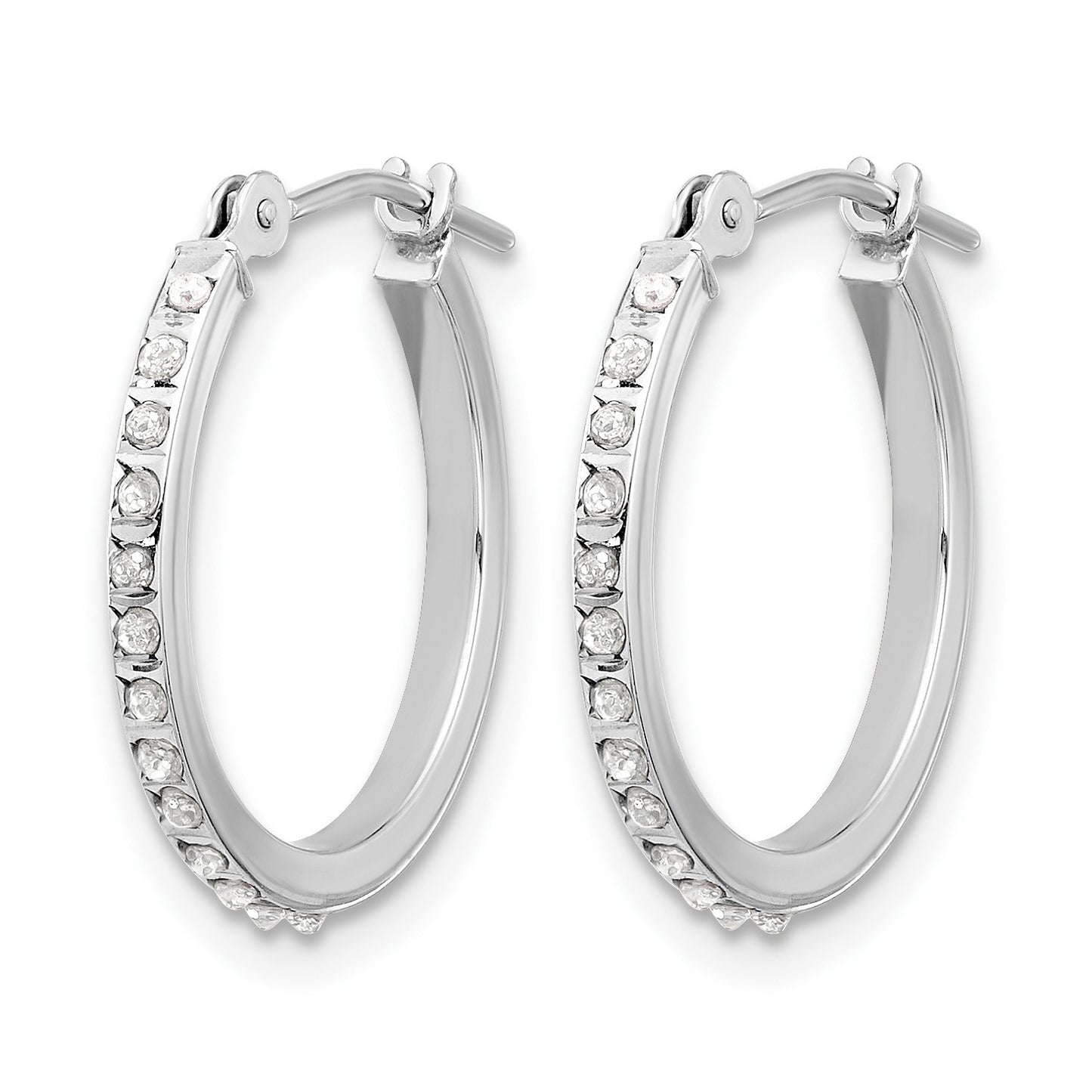 14k White Gold Diamond Fascination Diamond Dust/Accent 1x17.5mm Round Hoop Earrings