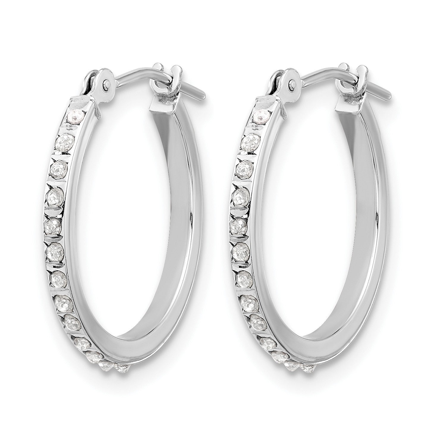 14k White Gold Diamond Fascination Diamond Dust/Accent 1x17.5mm Round Hoop Earrings