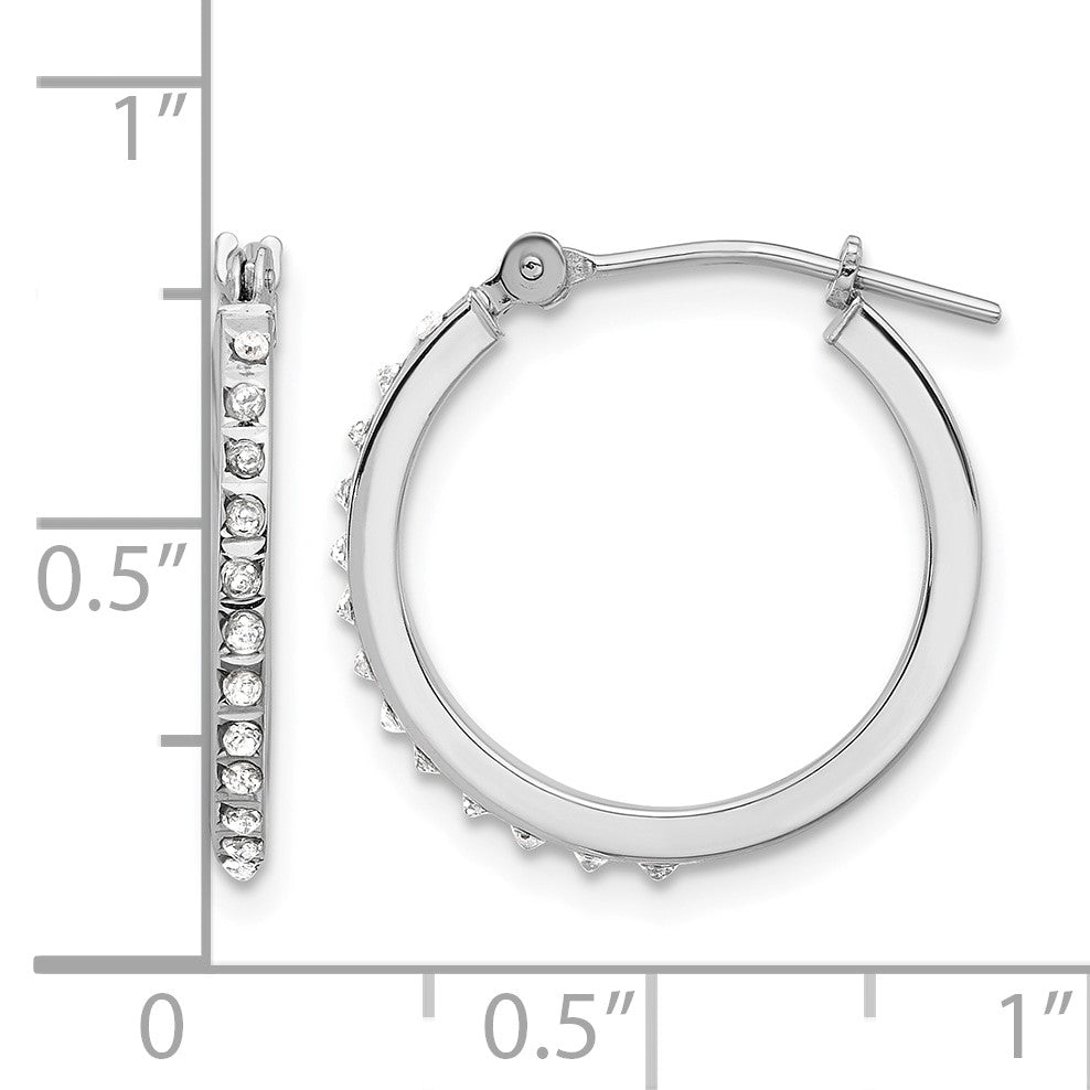 14k White Gold Diamond Fascination Diamond Dust/Accent 1x17.5mm Round Hoop Earrings