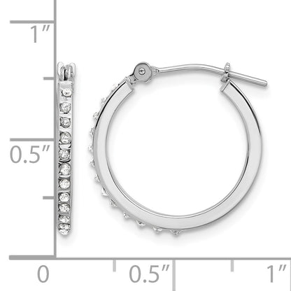 14k White Gold Diamond Fascination Diamond Dust/Accent 1x17.5mm Round Hoop Earrings