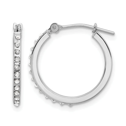 14k White Gold Diamond Fascination Diamond Dust/Accent 1x17.5mm Round Hoop Earrings