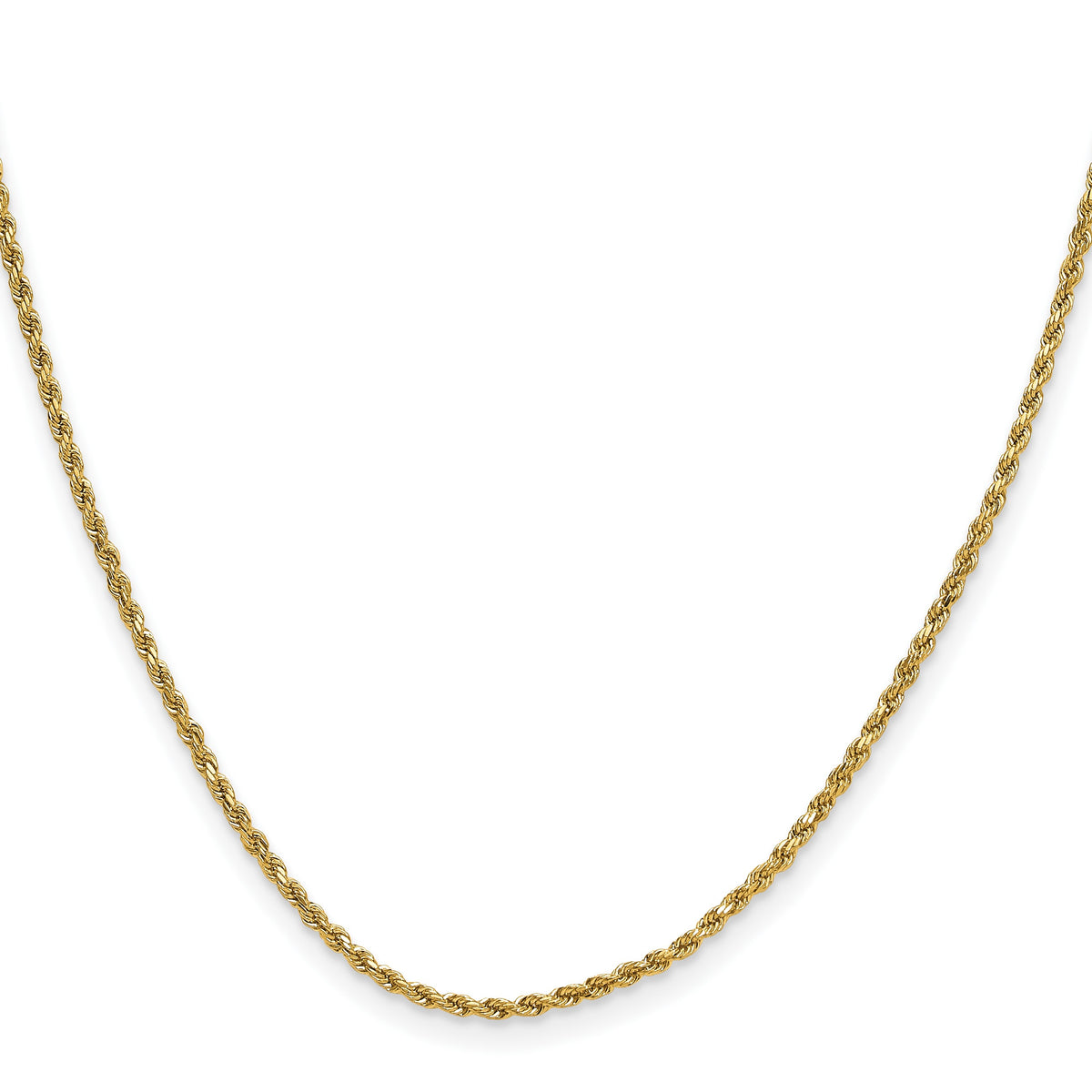 14K 22 inch 2mm Semi Solid Diamond-cut Rope with Lobster Clasp Chain
