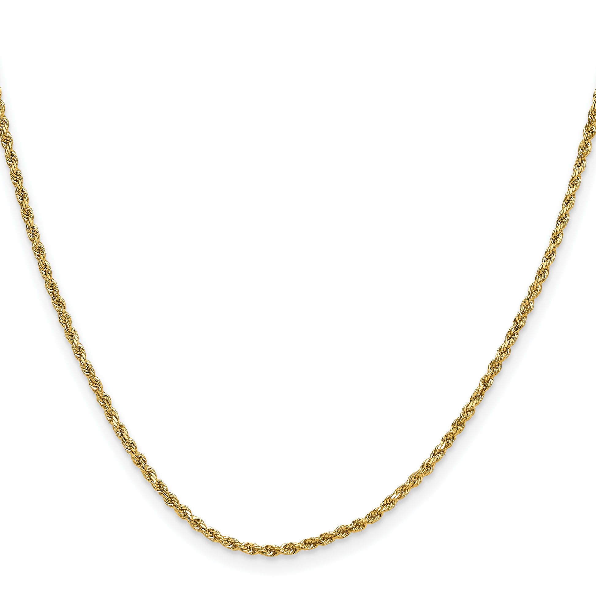 14K 24 inch 2mm Semi Solid Diamond-cut Rope with Lobster Clasp Chain