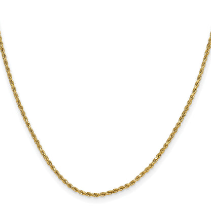 14K 24 inch 2mm Semi Solid Diamond-cut Rope with Lobster Clasp Chain