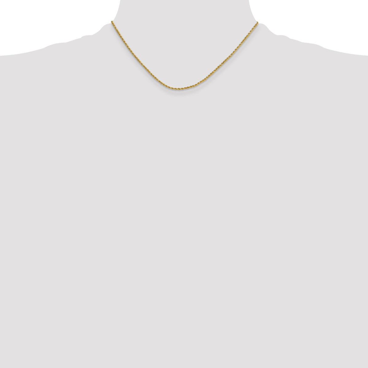 14K 16 inch 2mm Semi Solid Diamond-cut Rope with Lobster Clasp Chain