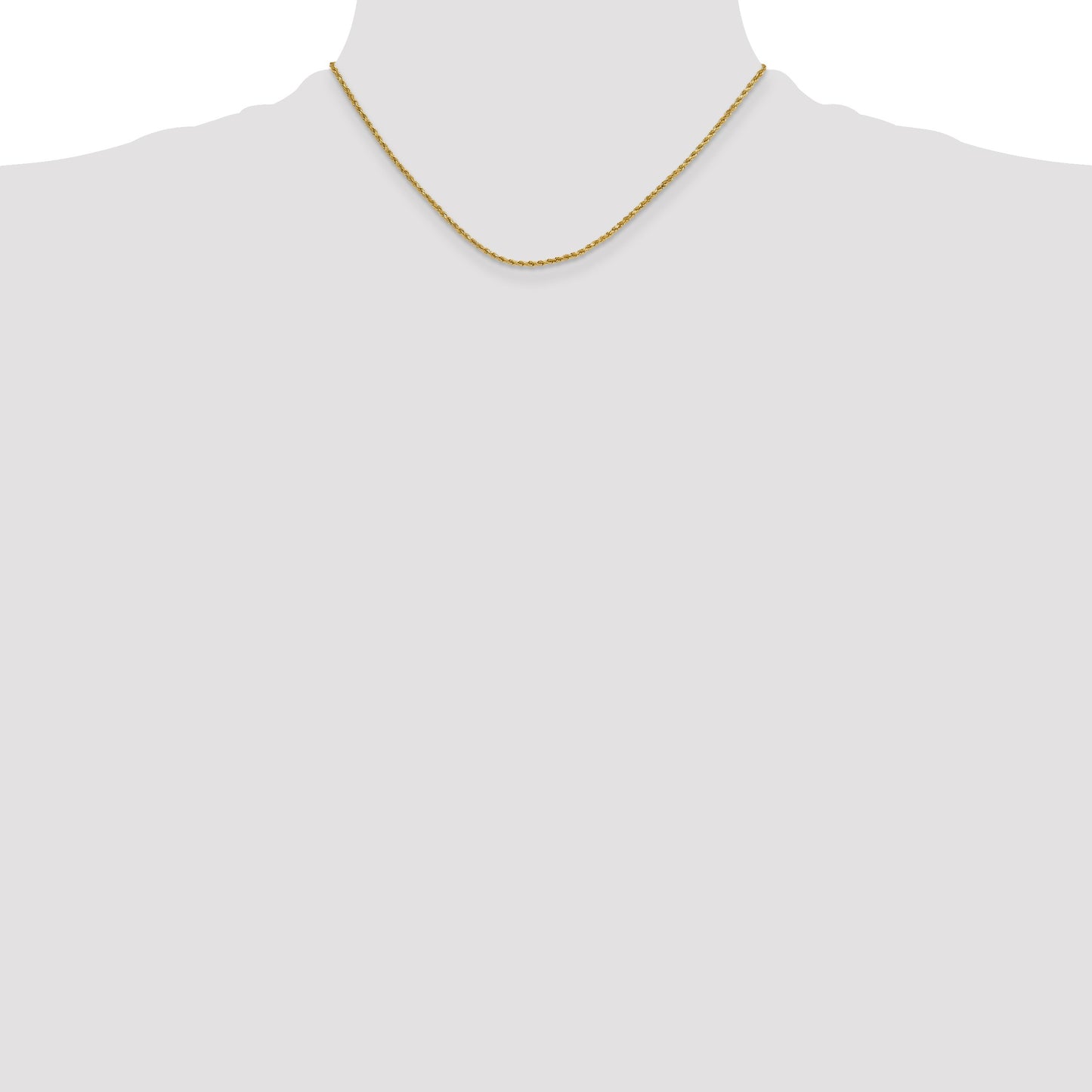 14K 16 inch 2mm Semi Solid Diamond-cut Rope with Lobster Clasp Chain