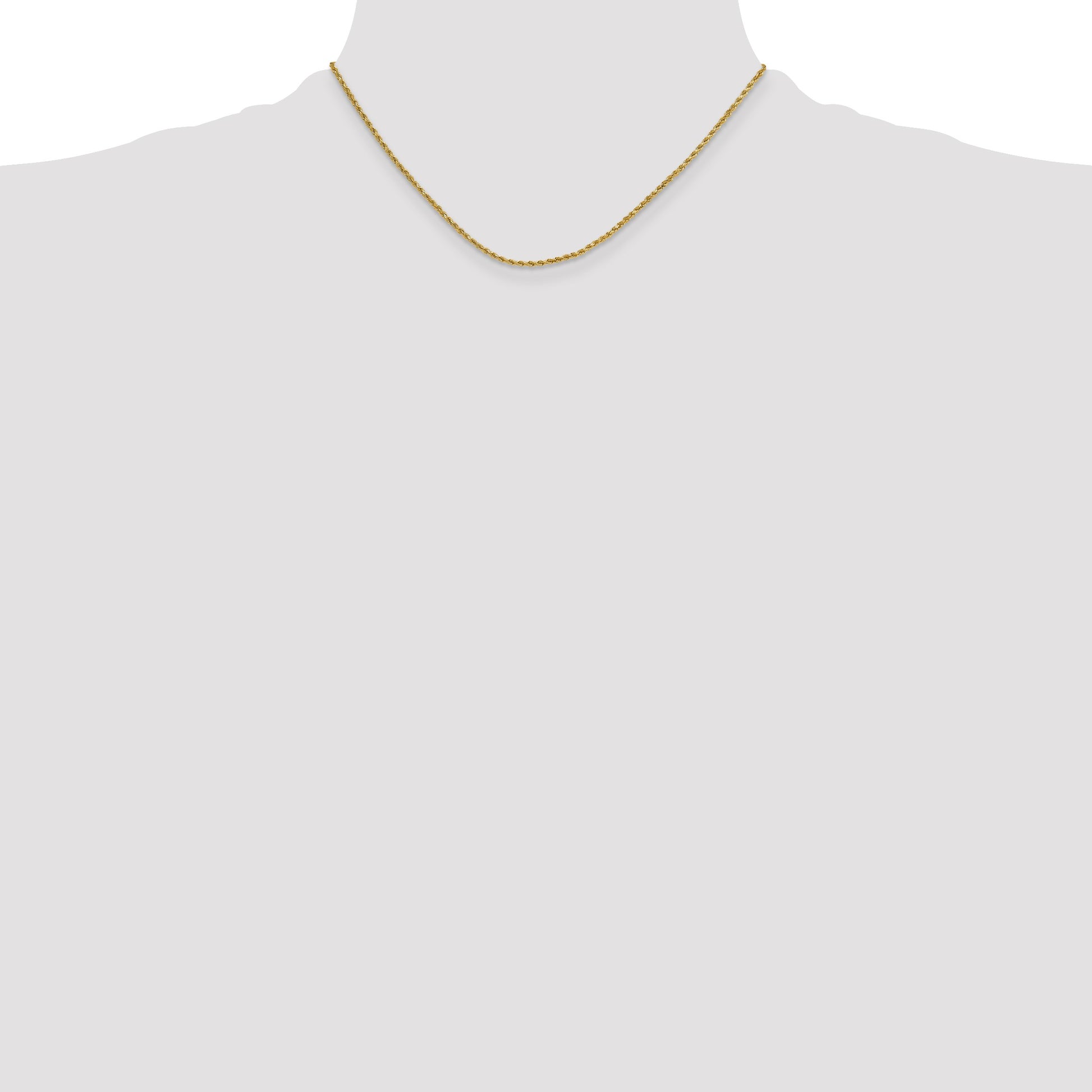 14K 16 inch 2mm Semi Solid Diamond-cut Rope with Lobster Clasp Chain