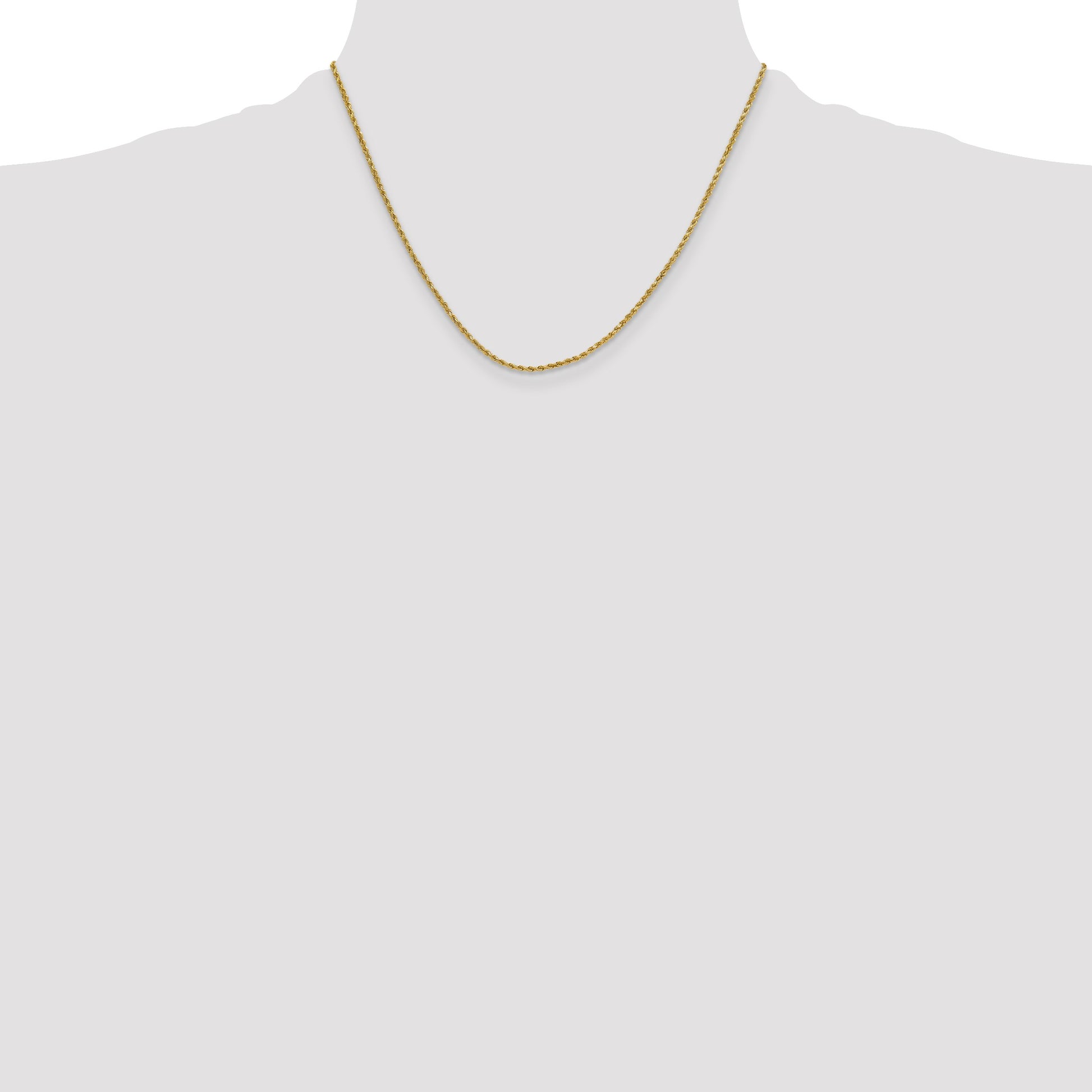 14K 18 inch 2mm Semi Solid Diamond-cut Rope with Lobster Clasp Chain