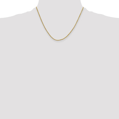 14K 18 inch 2mm Semi Solid Diamond-cut Rope with Lobster Clasp Chain