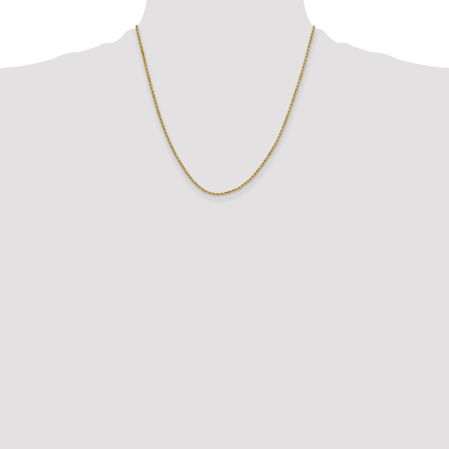14K 20 inch 2mm Semi Solid Diamond-cut Rope with Lobster Clasp Chain