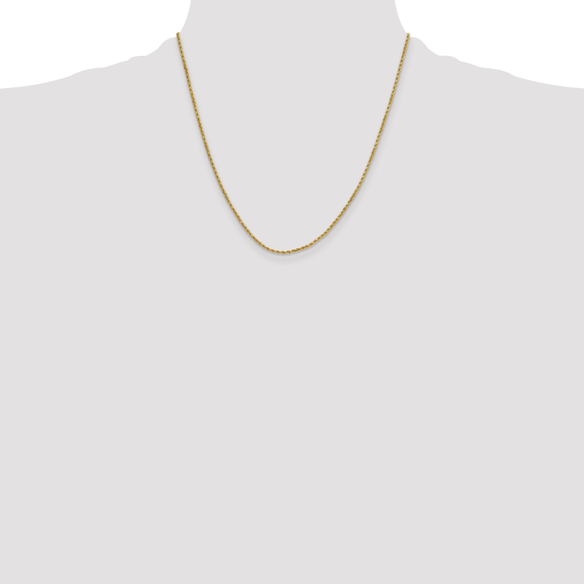 14K 20 inch 2mm Semi Solid Diamond-cut Rope with Lobster Clasp Chain