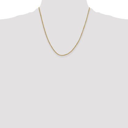 14K 20 inch 2mm Semi Solid Diamond-cut Rope with Lobster Clasp Chain
