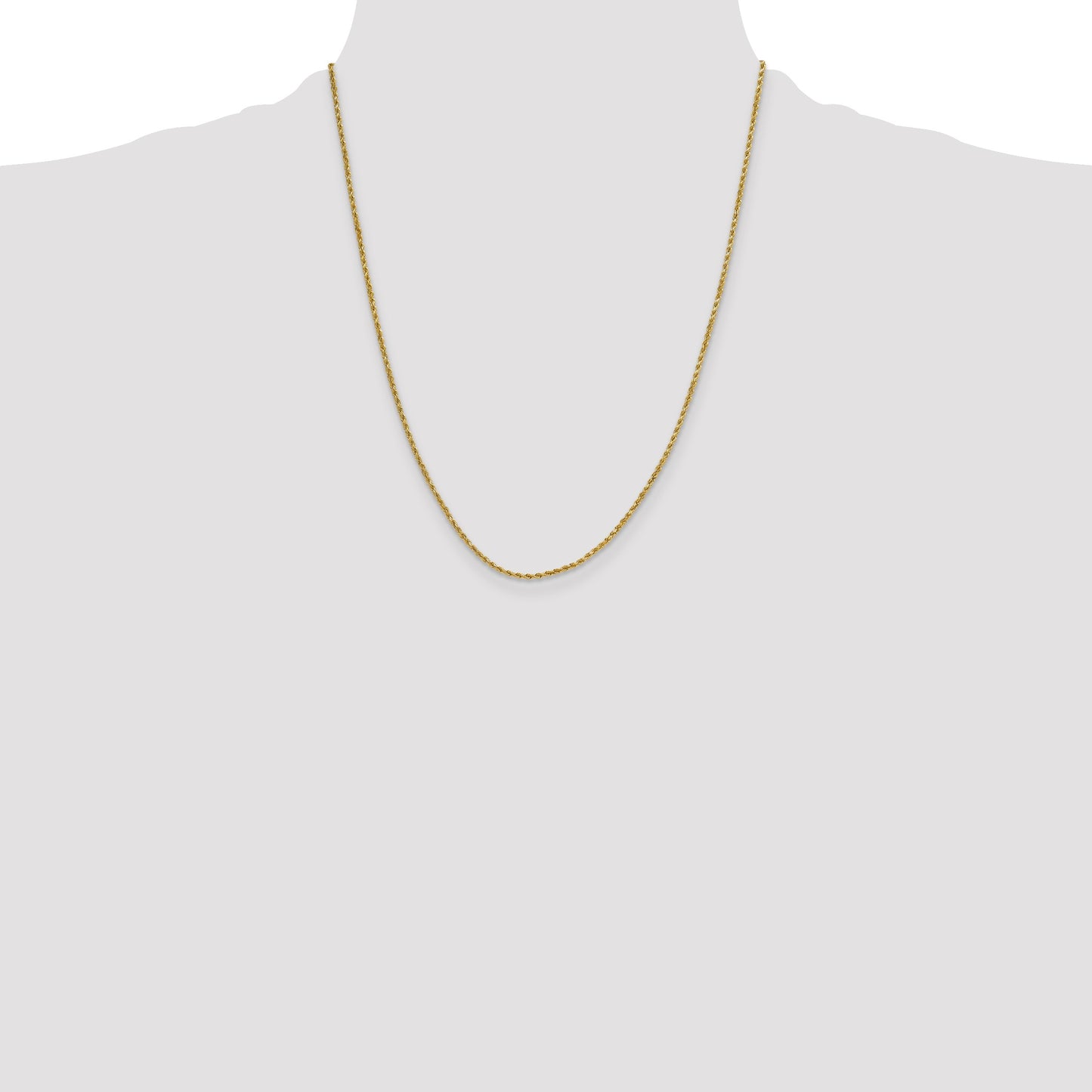14K 22 inch 2mm Semi Solid Diamond-cut Rope with Lobster Clasp Chain