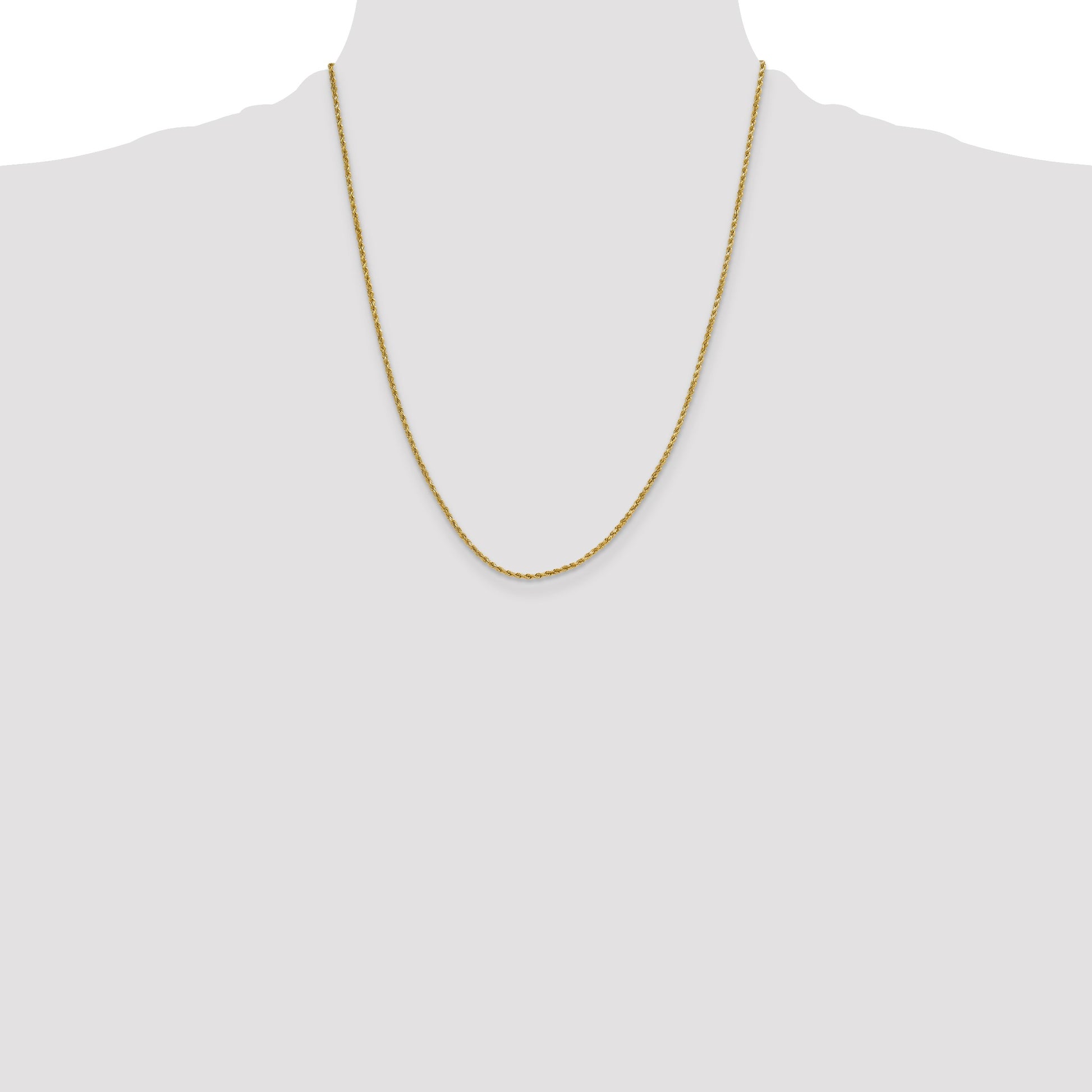 14K 22 inch 2mm Semi Solid Diamond-cut Rope with Lobster Clasp Chain
