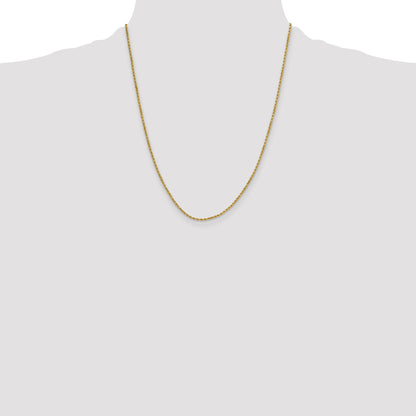14K 22 inch 2mm Semi Solid Diamond-cut Rope with Lobster Clasp Chain