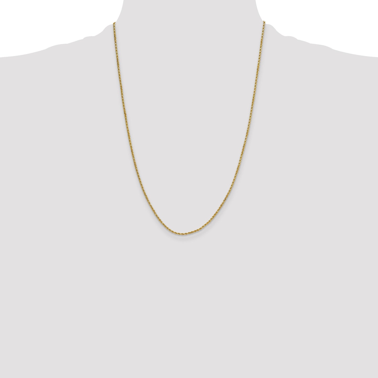 14K 24 inch 2mm Semi Solid Diamond-cut Rope with Lobster Clasp Chain