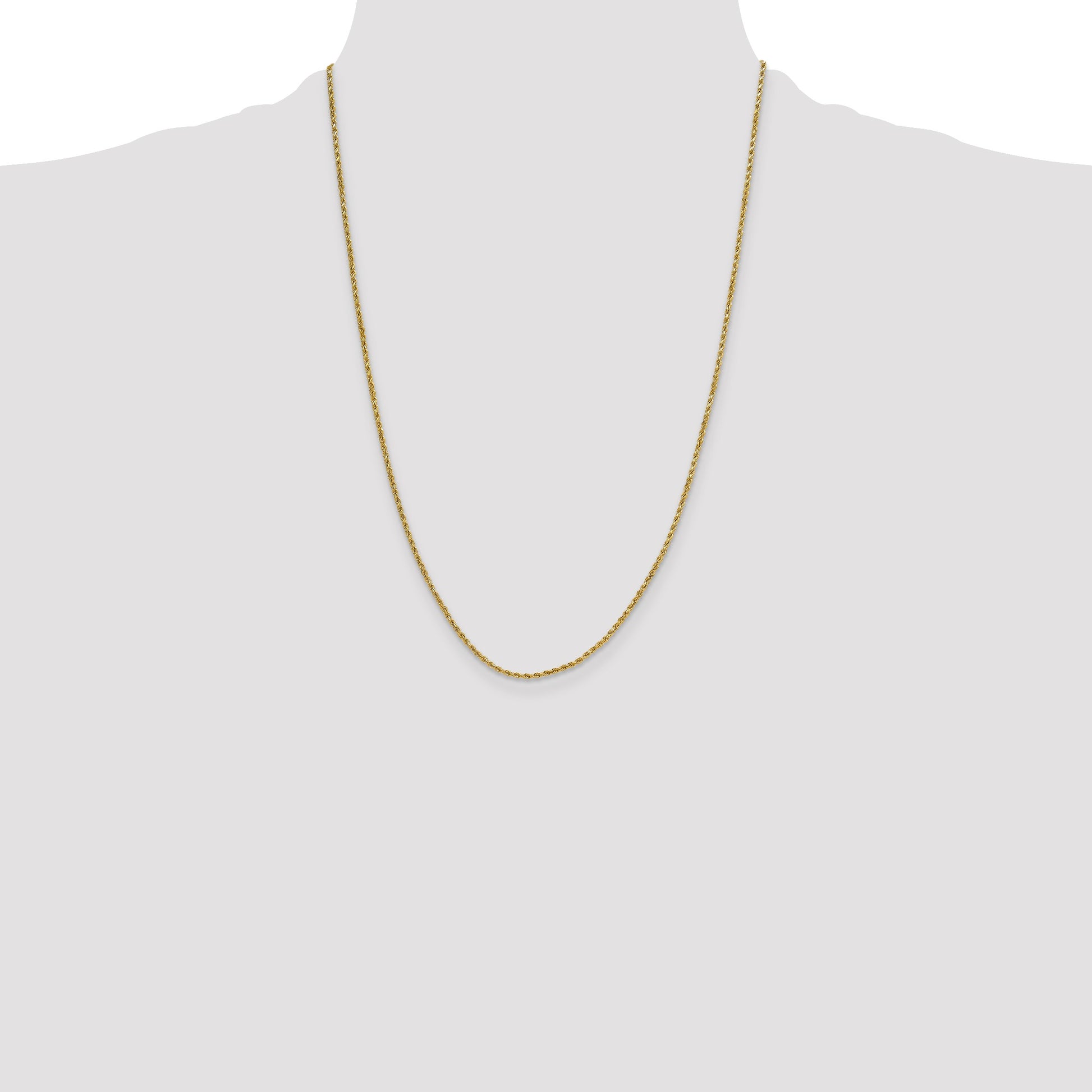 14K 24 inch 2mm Semi Solid Diamond-cut Rope with Lobster Clasp Chain