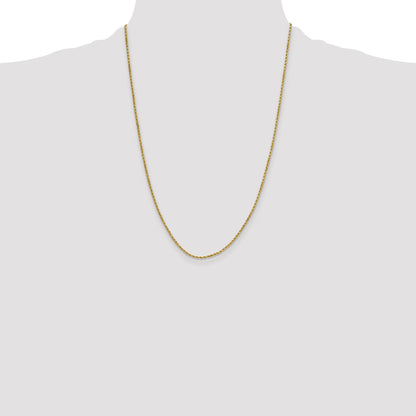 14K 24 inch 2mm Semi Solid Diamond-cut Rope with Lobster Clasp Chain