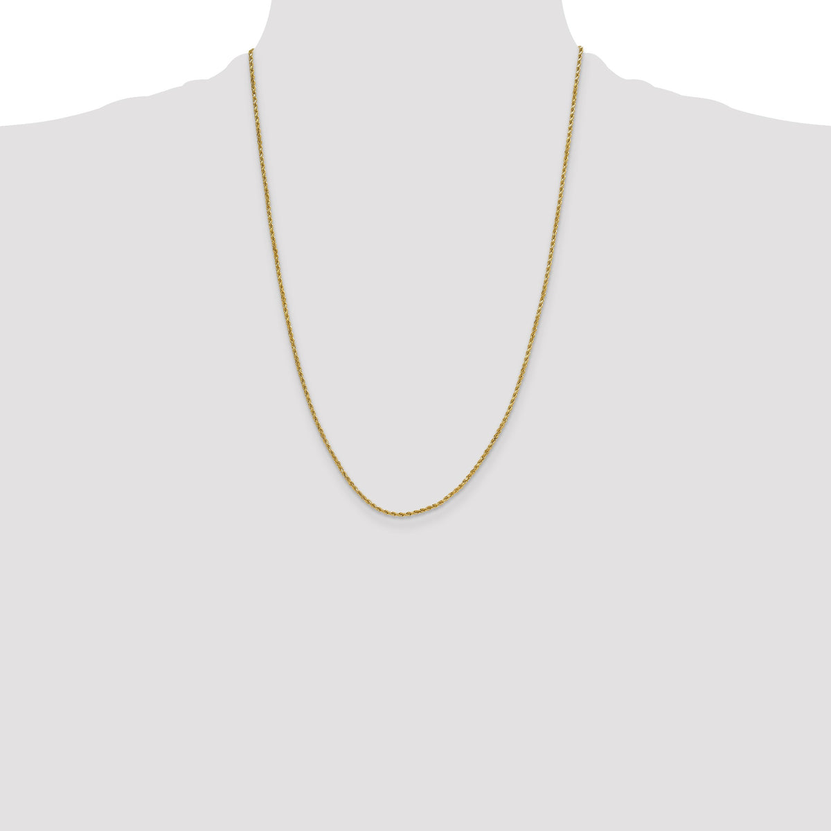 14K 24 inch 2mm Semi Solid Diamond-cut Rope with Lobster Clasp Chain
