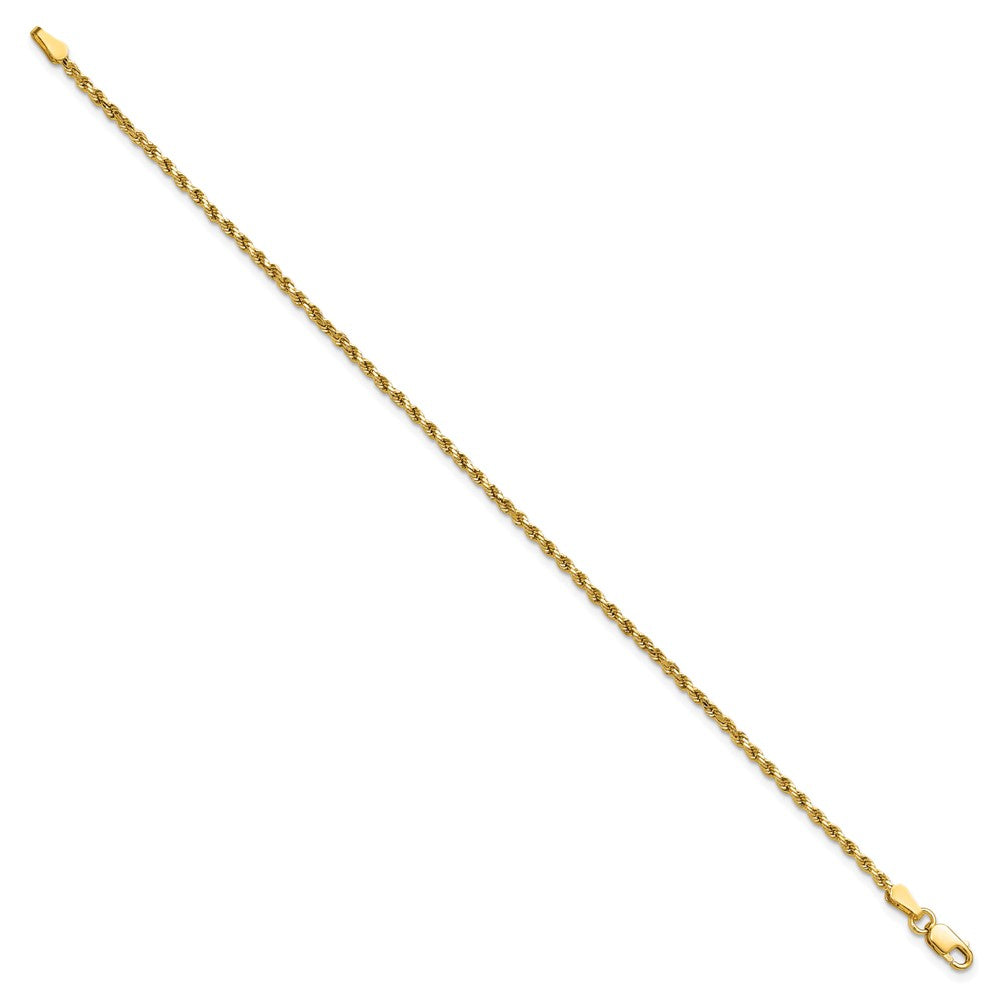 14K 7 inch 2mm Semi Solid Diamond-cut Rope with Lobster Clasp Chain