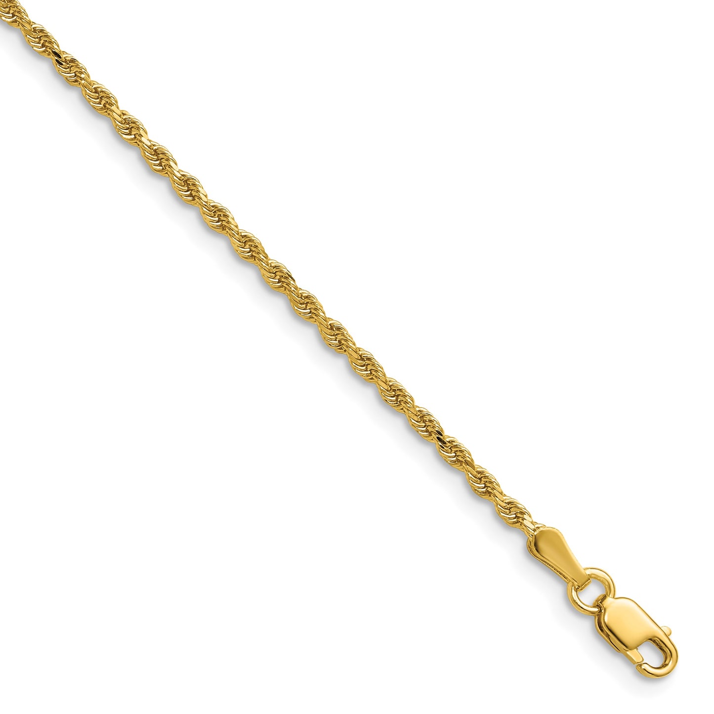 14K 20 inch 2mm Semi Solid Diamond-cut Rope with Lobster Clasp Chain