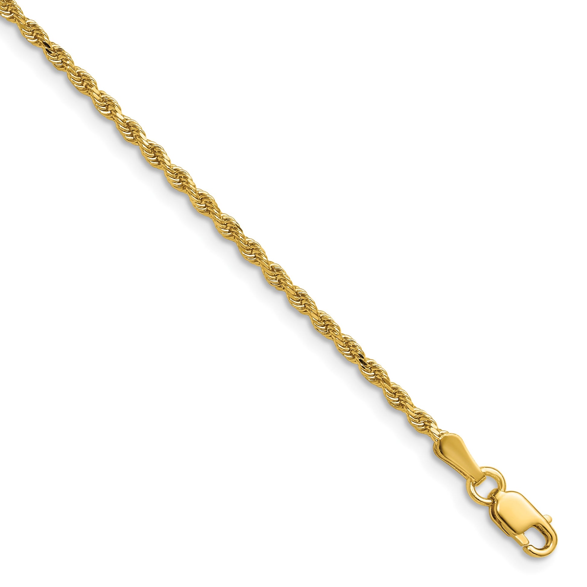 14K 20 inch 2mm Semi Solid Diamond-cut Rope with Lobster Clasp Chain