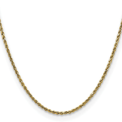 14K 22 inch 2.25mm Semi Solid Diamond-cut Rope with Lobster Clasp Chain