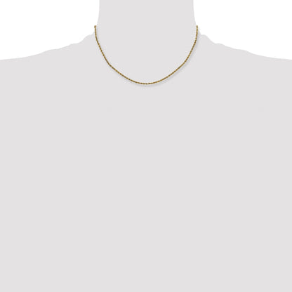 14K 16 inch 2.25mm Semi Solid Diamond-cut Rope with Lobster Clasp Chain