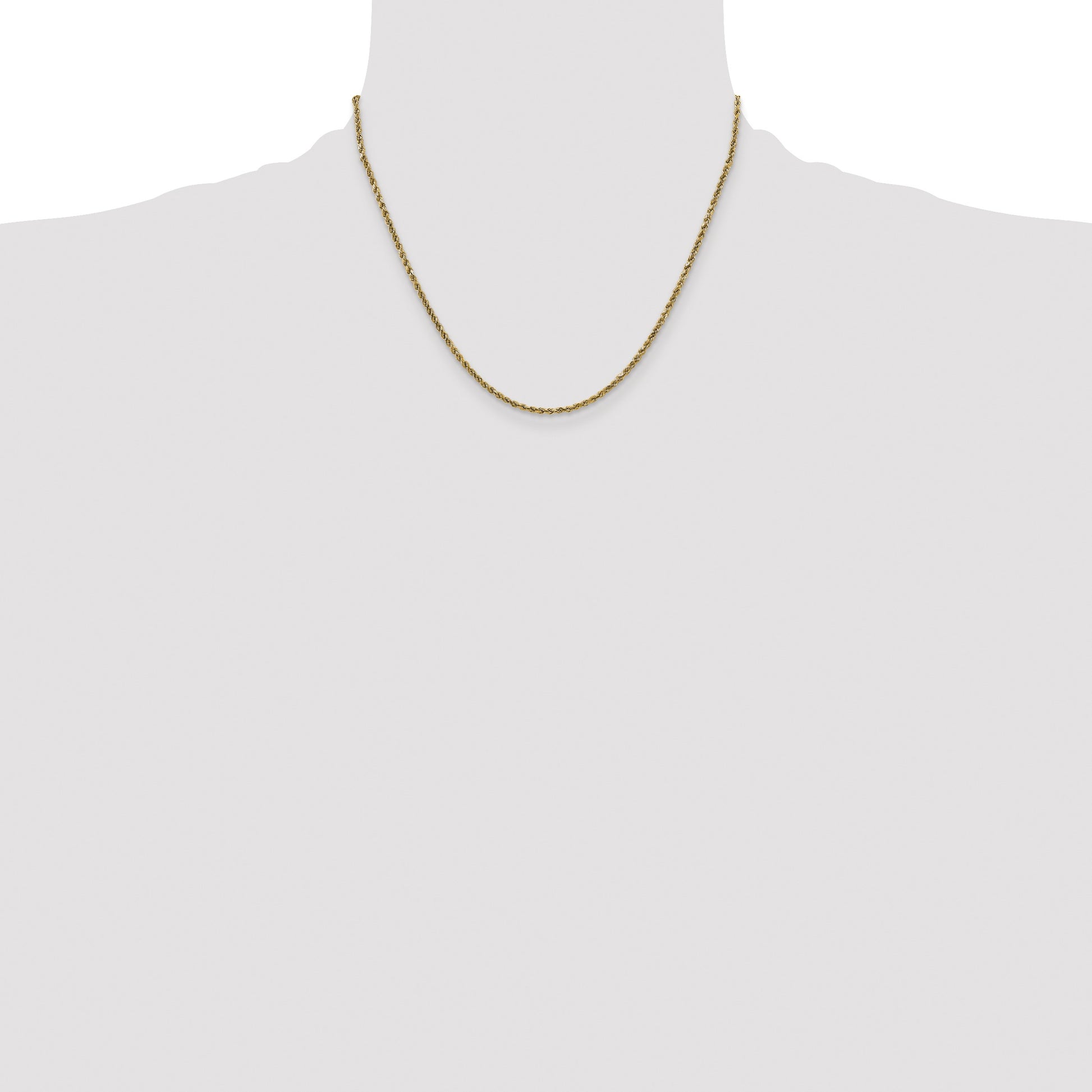 14K 18 inch 2.25mm Semi Solid Diamond-cut Rope with Lobster Clasp Chain