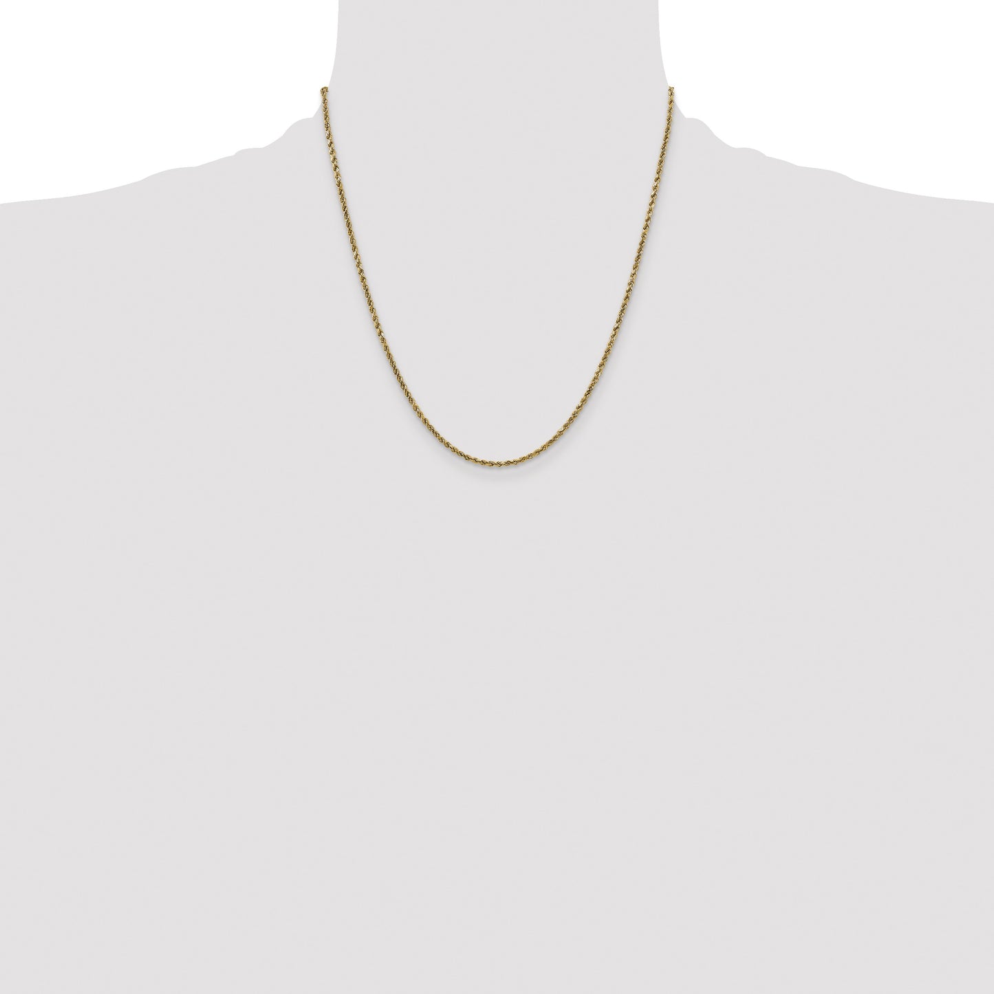 14K 20 inch 2.25mm Semi Solid Diamond-cut Rope with Lobster Clasp Chain