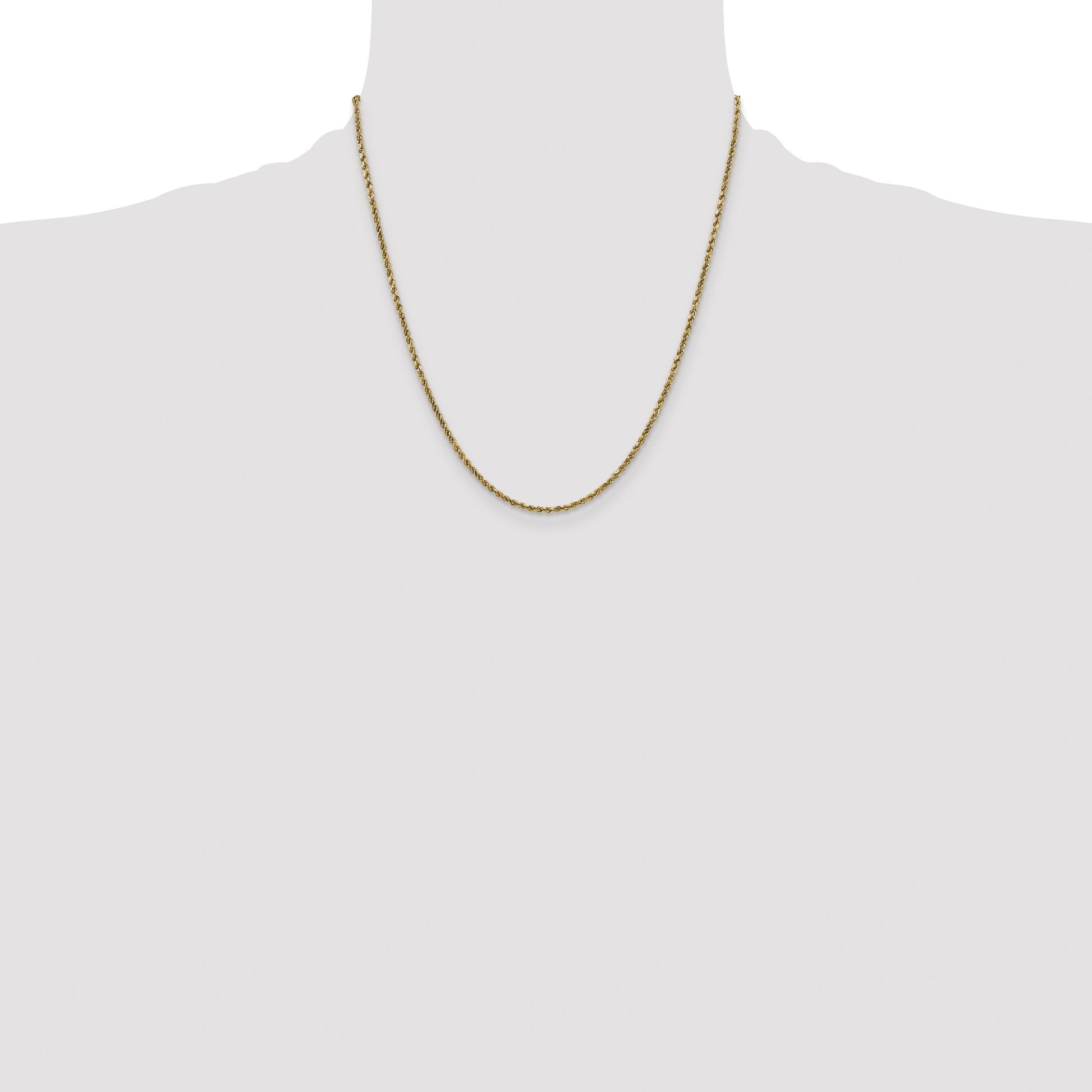 14K 20 inch 2.25mm Semi Solid Diamond-cut Rope with Lobster Clasp Chain