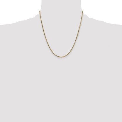 14K 20 inch 2.25mm Semi Solid Diamond-cut Rope with Lobster Clasp Chain