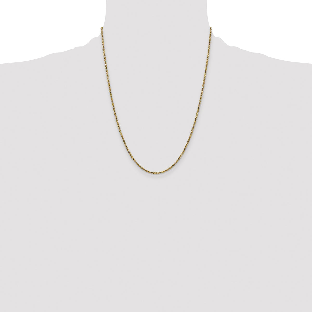 14K 22 inch 2.25mm Semi Solid Diamond-cut Rope with Lobster Clasp Chain