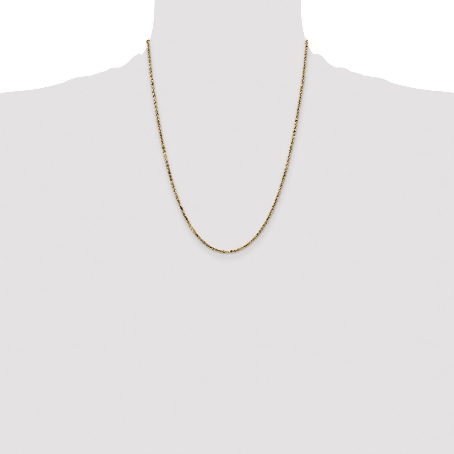 14K 22 inch 2.25mm Semi Solid Diamond-cut Rope with Lobster Clasp Chain