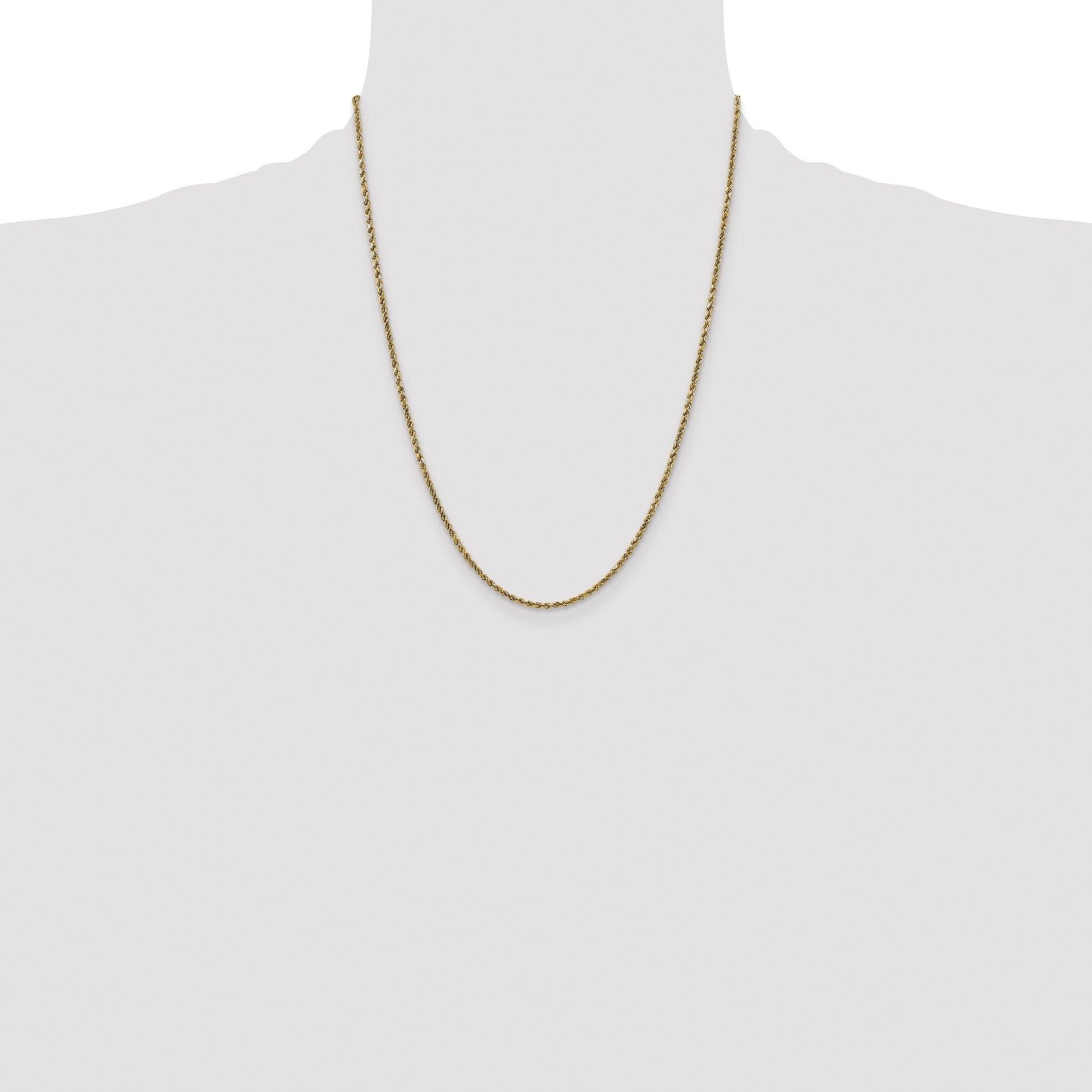 14K 22 inch 2.25mm Semi Solid Diamond-cut Rope with Lobster Clasp Chain
