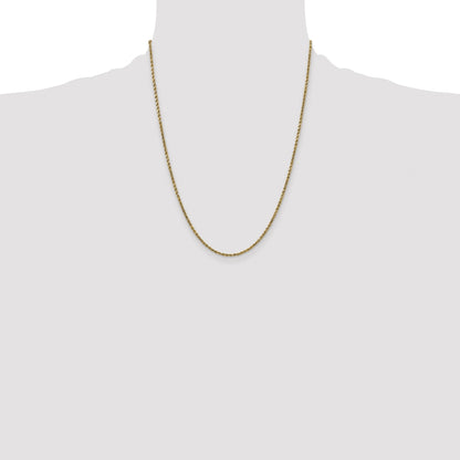 14K 22 inch 2.25mm Semi Solid Diamond-cut Rope with Lobster Clasp Chain