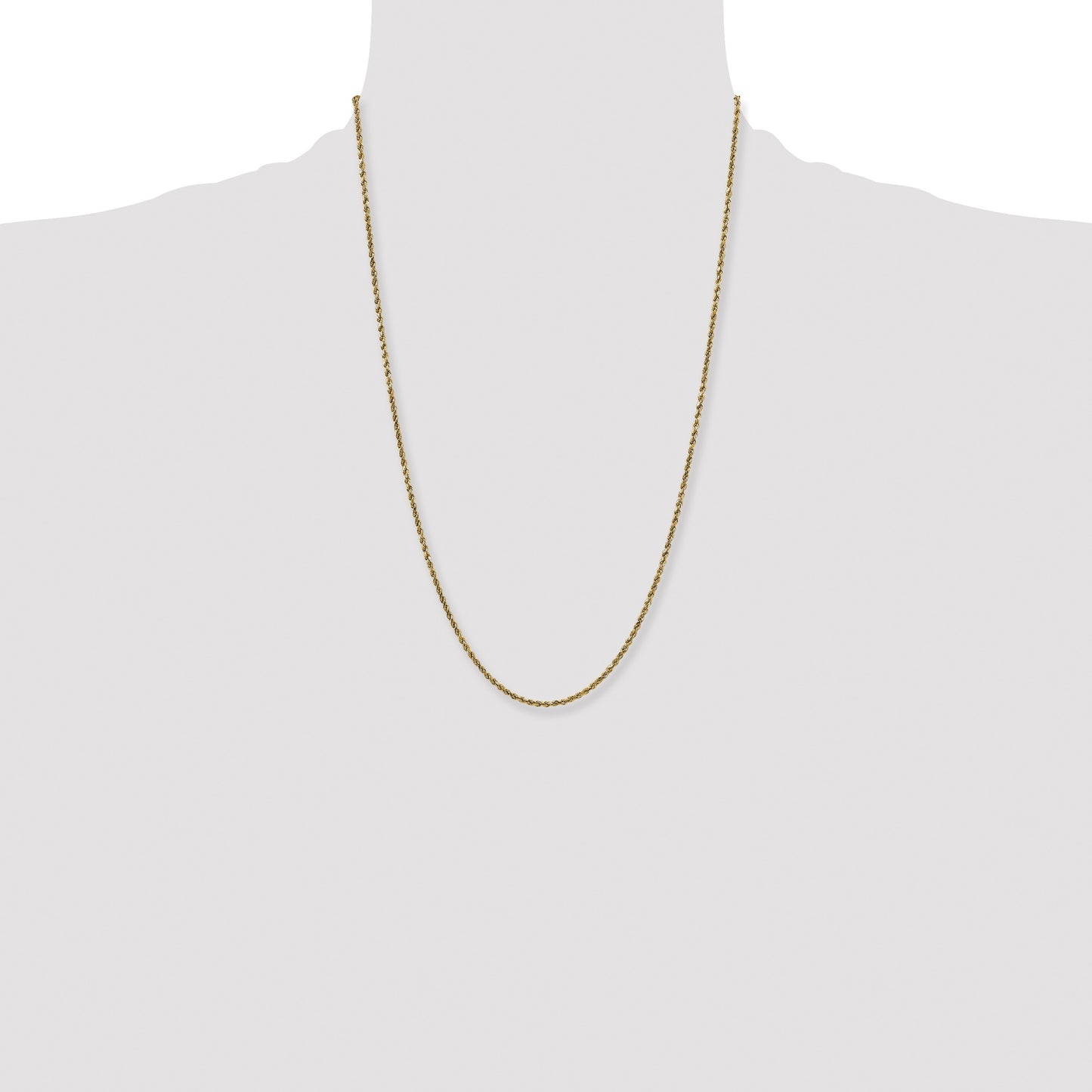 14K 24 inch 2.25mm Semi Solid Diamond-cut Rope with Lobster Clasp Chain