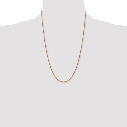 14K 24 inch 2.25mm Semi Solid Diamond-cut Rope with Lobster Clasp Chain