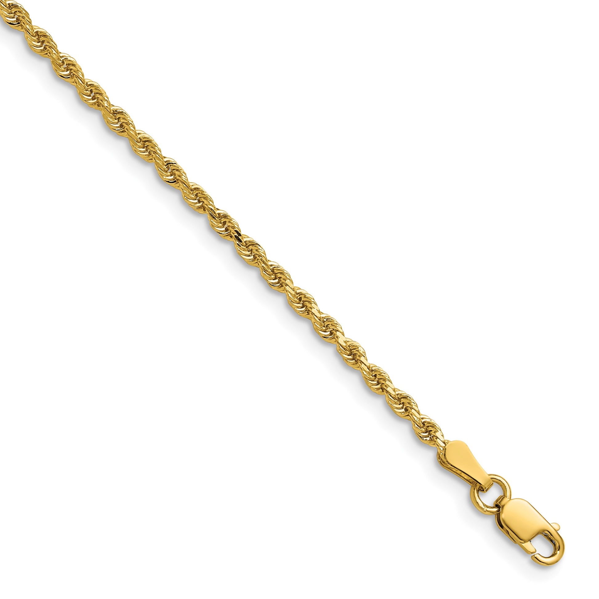 14K 20 inch 2.25mm Semi Solid Diamond-cut Rope with Lobster Clasp Chain