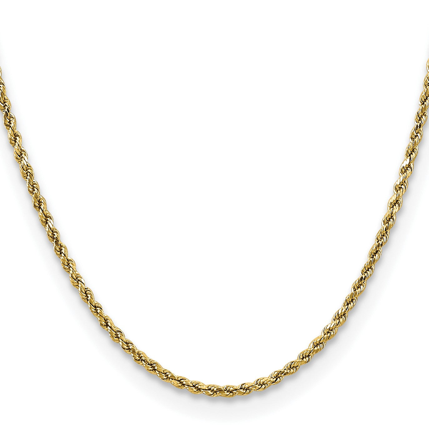 14K 20 inch 2.5mm Semi Solid Diamond-cut Rope with Lobster Clasp Chain