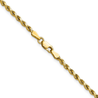 14K 20 inch 2.5mm Semi Solid Diamond-cut Rope with Lobster Clasp Chain
