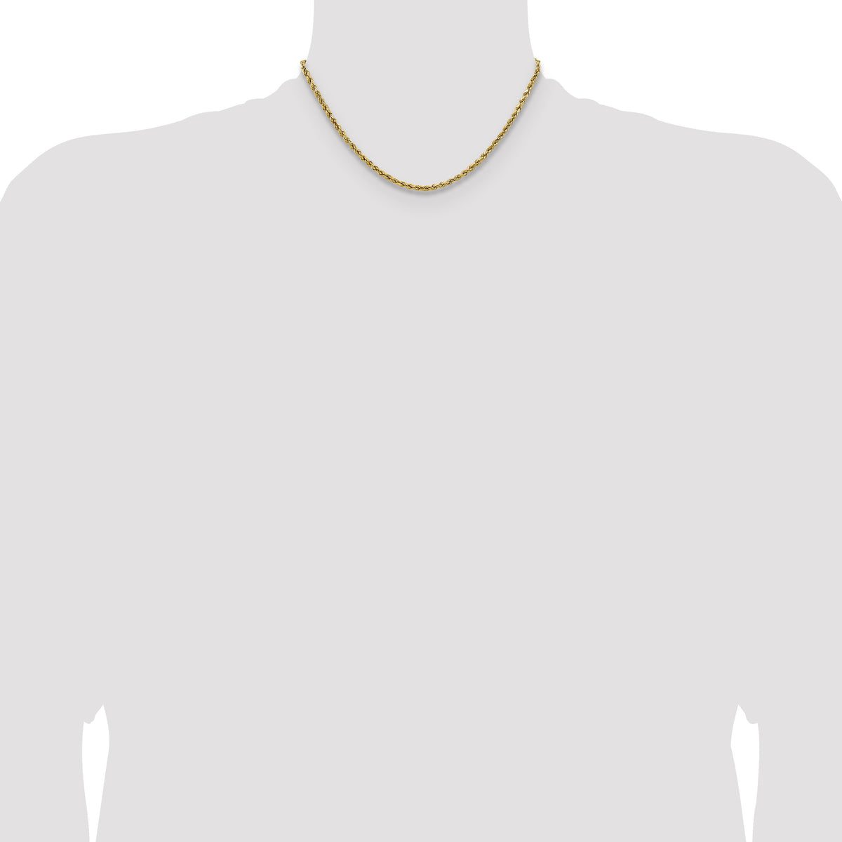 14K 16 inch 2.5mm Semi Solid Diamond-cut Rope with Lobster Clasp Chain
