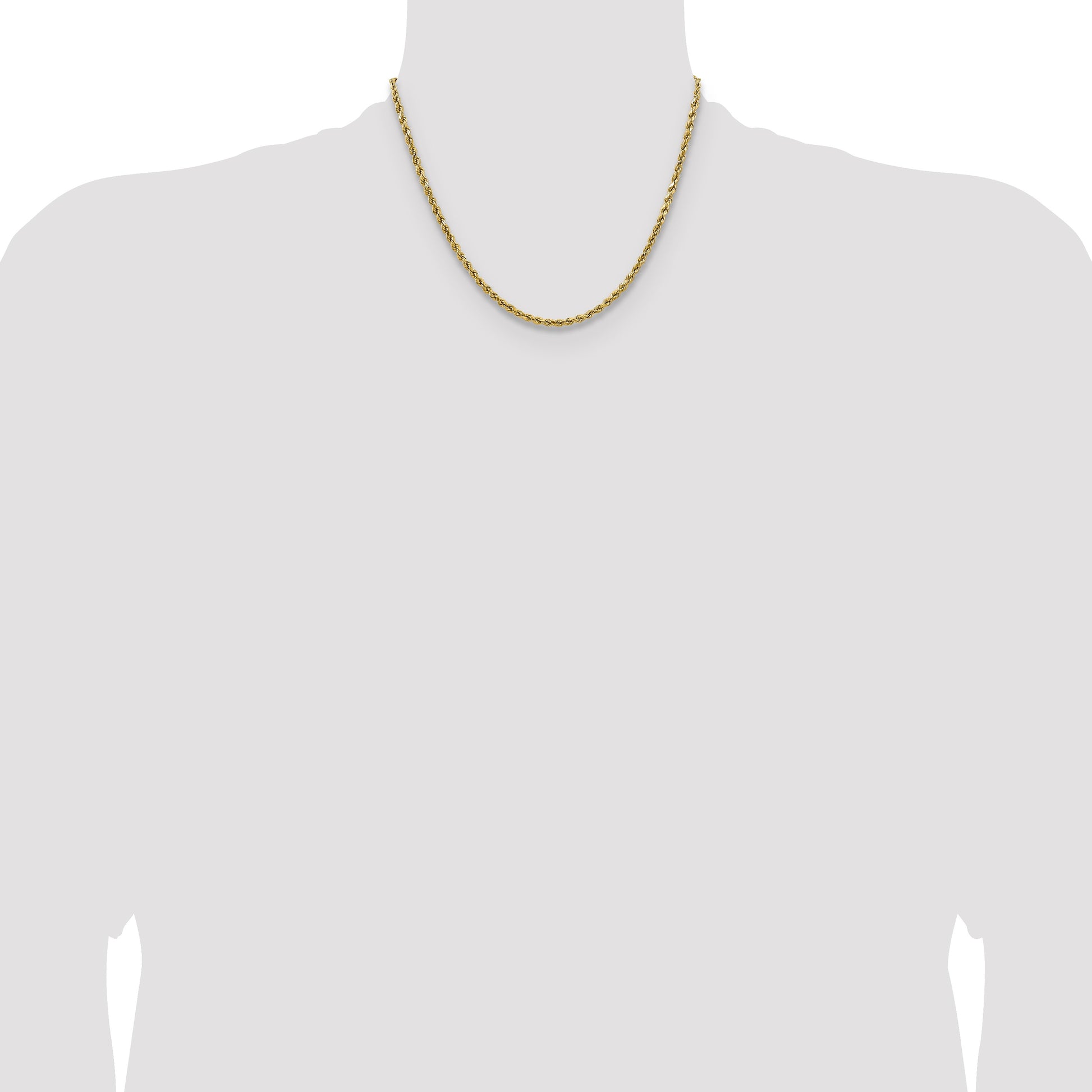 14K 18 inch 2.5mm Semi Solid Diamond-cut Rope with Lobster Clasp Chain