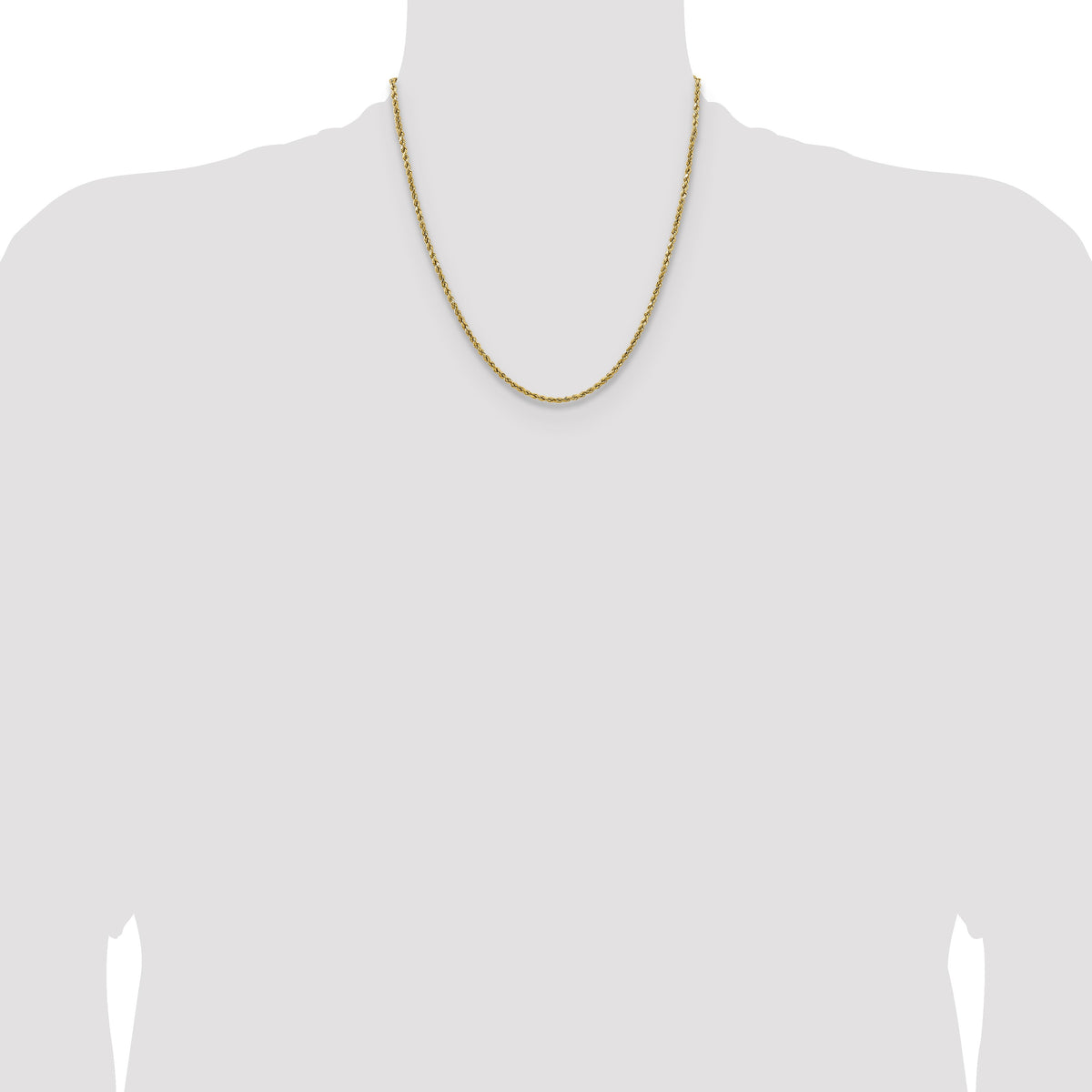 14K 20 inch 2.5mm Semi Solid Diamond-cut Rope with Lobster Clasp Chain